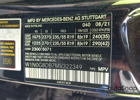 2021 Mercedes-Benz Glc 300 Suv из США, поврежденный, VIN W1N0G8DB7MV322349